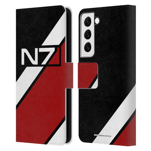 EA Bioware Mass Effect Graphics N7 Logo Stripes Leather Book Wallet Case Cover For Samsung Galaxy S22 5G