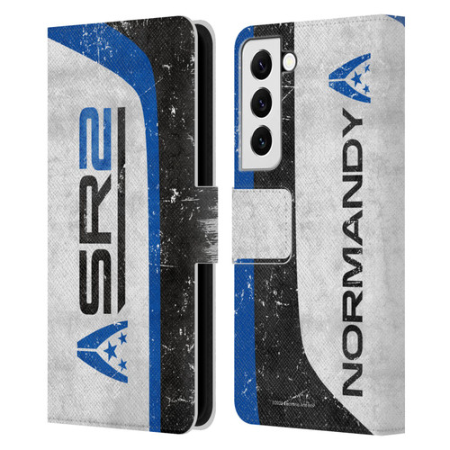 EA Bioware Mass Effect 3 Badges And Logos SR2 Normandy Leather Book Wallet Case Cover For Samsung Galaxy S22 5G