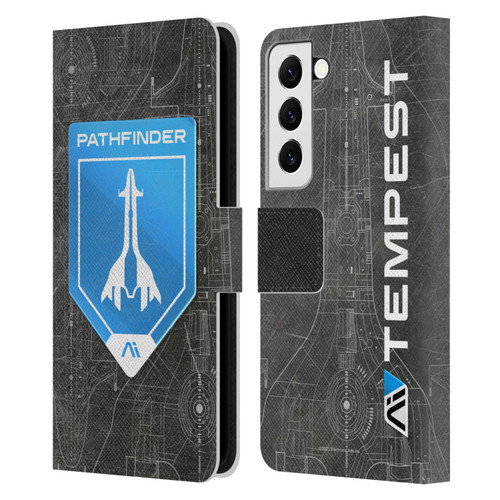 EA Bioware Mass Effect Andromeda Graphics Pathfinder Badge Leather Book Wallet Case Cover For Samsung Galaxy S22 5G