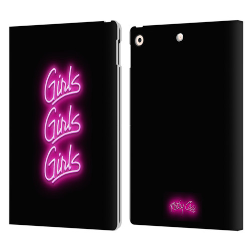 Motley Crue Logos Girls Neon Leather Book Wallet Case Cover For Apple iPad 10.2 2019/2020/2021
