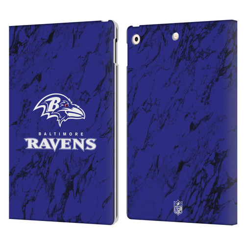 NFL Baltimore Ravens Graphics Coloured Marble Leather Book Wallet Case Cover For Apple iPad 10.2 2019/2020/2021