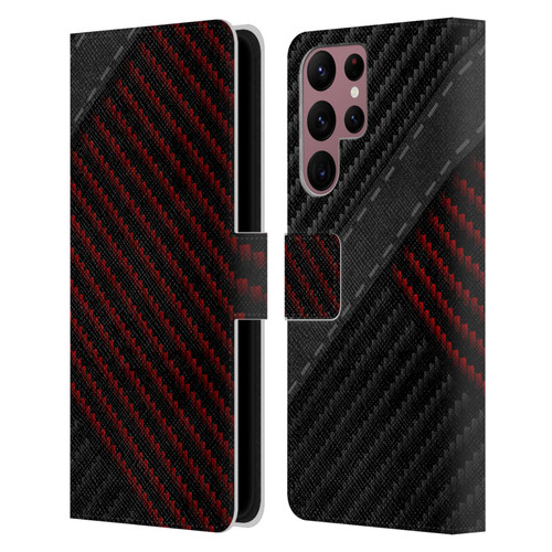Alyn Spiller Carbon Fiber Stitch Leather Book Wallet Case Cover For Samsung Galaxy S22 Ultra 5G