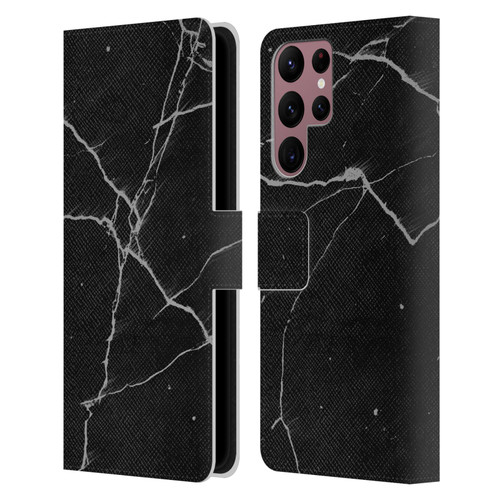Alyn Spiller Marble Black Leather Book Wallet Case Cover For Samsung Galaxy S22 Ultra 5G
