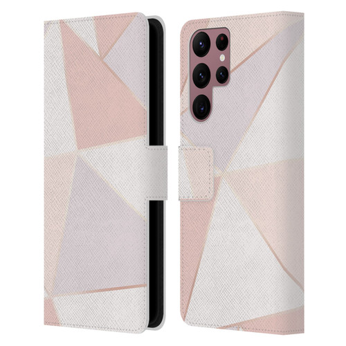 Alyn Spiller Rose Gold Geometry Leather Book Wallet Case Cover For Samsung Galaxy S22 Ultra 5G