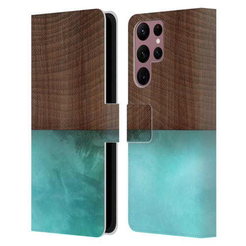 Alyn Spiller Wood & Resin Blocking Leather Book Wallet Case Cover For Samsung Galaxy S22 Ultra 5G