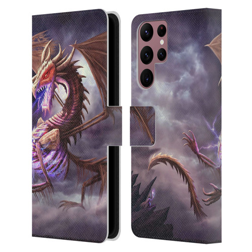 Anthony Christou Fantasy Art Bone Dragon Leather Book Wallet Case Cover For Samsung Galaxy S22 Ultra 5G