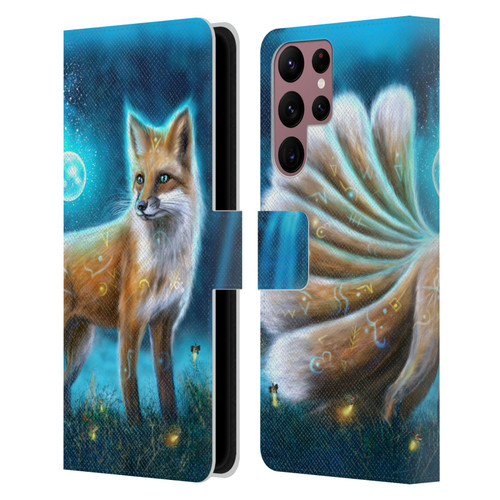 Anthony Christou Fantasy Art Magic Fox In Moonlight Leather Book Wallet Case Cover For Samsung Galaxy S22 Ultra 5G