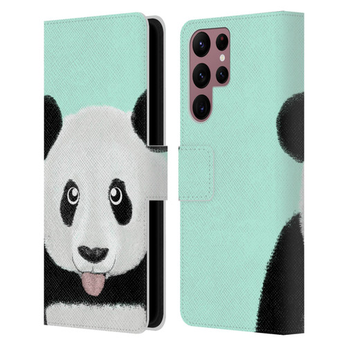 Barruf Animals The Cute Panda Leather Book Wallet Case Cover For Samsung Galaxy S22 Ultra 5G