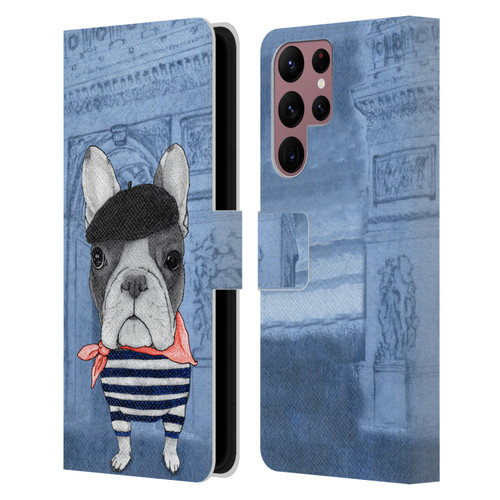 Barruf Dogs French Bulldog Leather Book Wallet Case Cover For Samsung Galaxy S22 Ultra 5G
