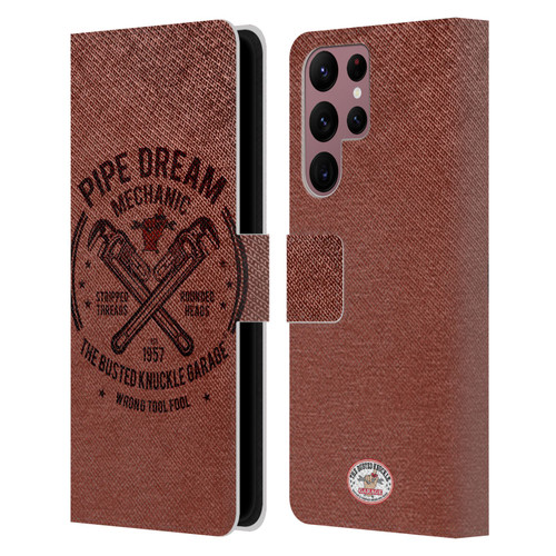 Busted Knuckle Garage Graphics Pipe Dream Leather Book Wallet Case Cover For Samsung Galaxy S22 Ultra 5G