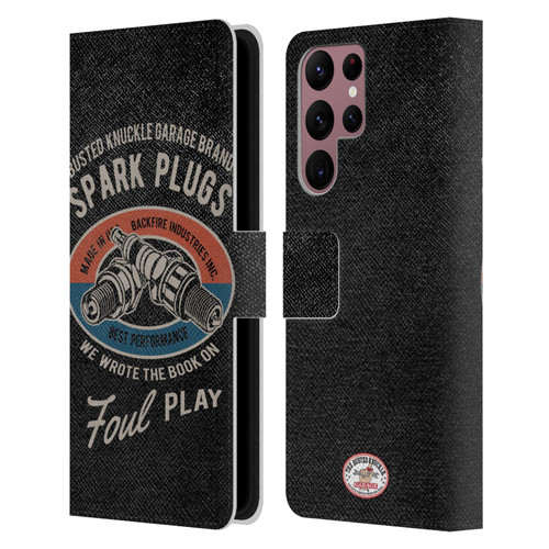 Busted Knuckle Garage Graphics Spark Plugs Leather Book Wallet Case Cover For Samsung Galaxy S22 Ultra 5G