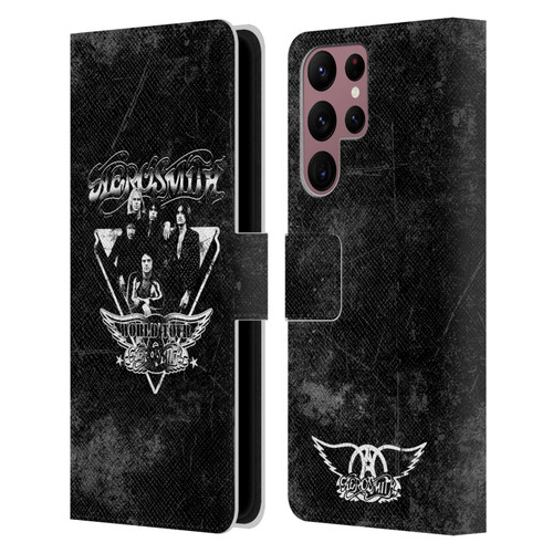 Aerosmith Black And White World Tour Leather Book Wallet Case Cover For Samsung Galaxy S22 Ultra 5G