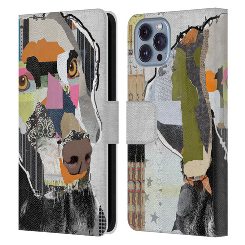 Michel Keck Dogs 2 Weimaraner Leather Book Wallet Case Cover For Apple iPhone 14