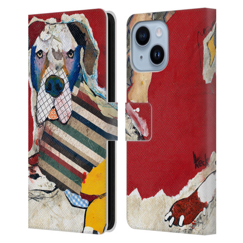 Michel Keck Dogs 2 Great Dane Leather Book Wallet Case Cover For Apple iPhone 14 Plus