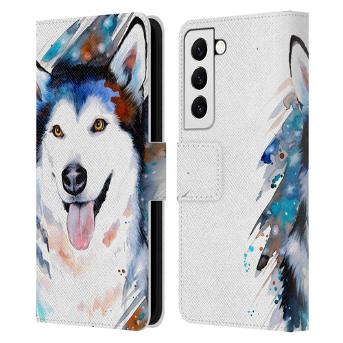 Pixie Cold Animals Husky Leather Book Wallet Case Cover For Samsung Galaxy S22 5G
