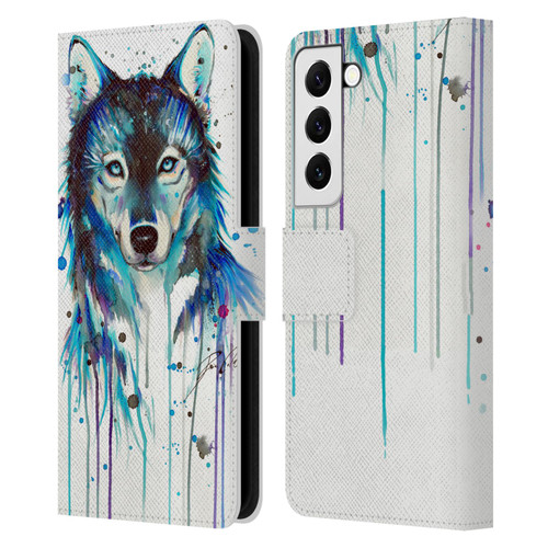 Pixie Cold Animals Ice Wolf Leather Book Wallet Case Cover For Samsung Galaxy S22 5G