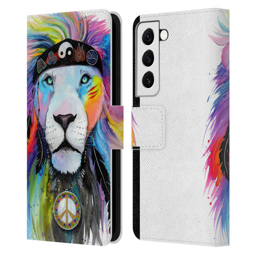 Pixie Cold Cats Hippy Lion Leather Book Wallet Case Cover For Samsung Galaxy S22 5G