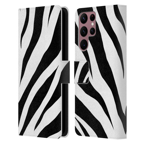 Grace Illustration Animal Prints Zebra Leather Book Wallet Case Cover For Samsung Galaxy S22 Ultra 5G