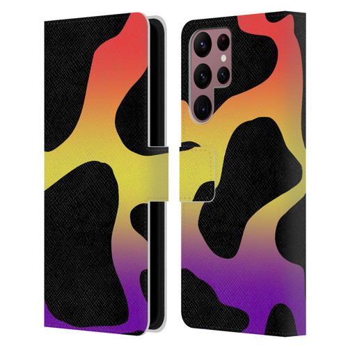 Grace Illustration Cow Prints Sunset Leather Book Wallet Case Cover For Samsung Galaxy S22 Ultra 5G