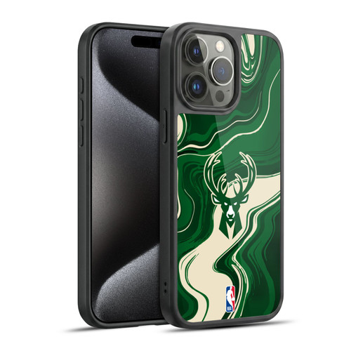 NBA Milwaukee Bucks Marble Agates Gel Armour Case For Apple iPhone 15 Pro Max