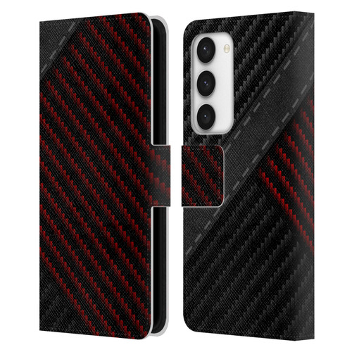 Alyn Spiller Carbon Fiber Stitch Leather Book Wallet Case Cover For Samsung Galaxy S23 5G