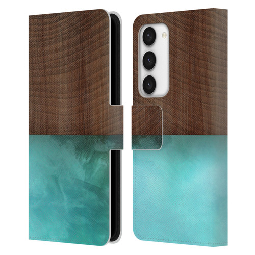 Alyn Spiller Wood & Resin Blocking Leather Book Wallet Case Cover For Samsung Galaxy S23 5G