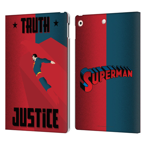 Superman DC Comics Character Art Truth And Justice 2 Leather Book Wallet Case Cover For Apple iPad 10.2 2019/2020/2021
