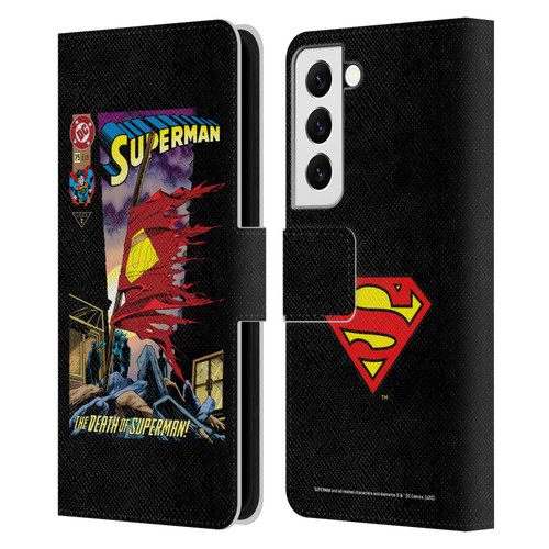 Superman DC Comics Famous Comic Book Covers Death Leather Book Wallet Case Cover For Samsung Galaxy S22 5G