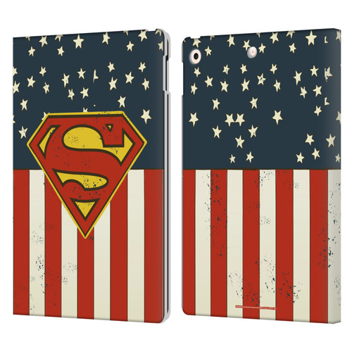 Superman DC Comics Logos U.S. Flag Leather Book Wallet Case Cover For Apple iPad 10.2 2019/2020/2021