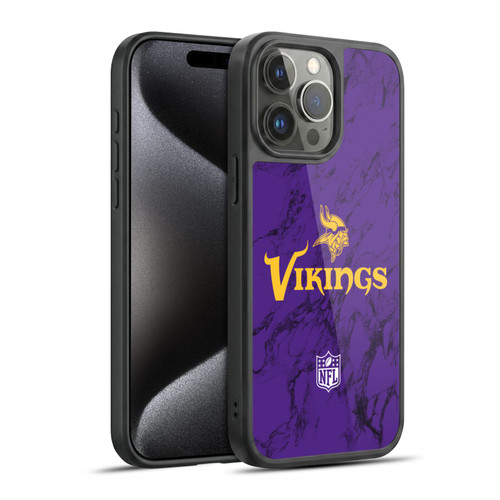 NFL Minnesota Vikings Graphics Coloured Marble Gel Armour Case For Apple iPhone 15 Pro Max