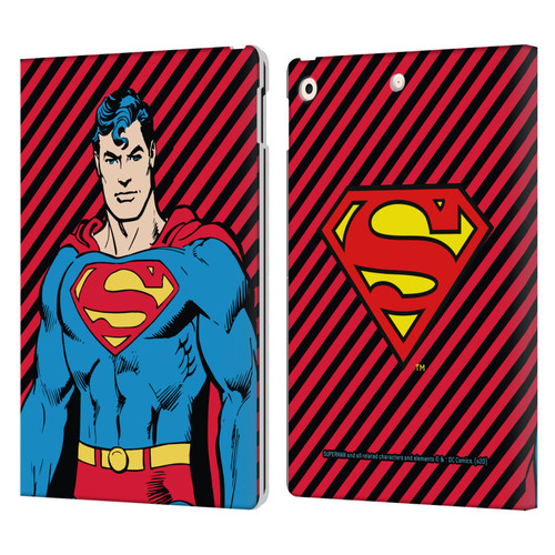 Superman DC Comics Vintage Fashion Stripes Leather Book Wallet Case Cover For Apple iPad 10.2 2019/2020/2021