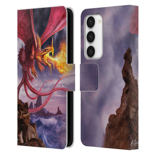 Anthony Christou Art Fire Dragon Leather Book Wallet Case Cover For Samsung Galaxy S23 5G
