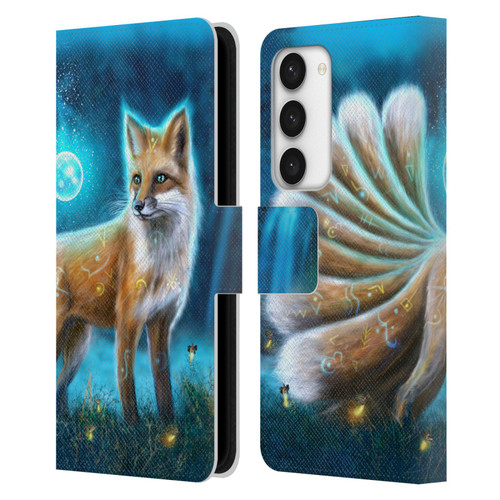 Anthony Christou Fantasy Art Magic Fox In Moonlight Leather Book Wallet Case Cover For Samsung Galaxy S23 5G