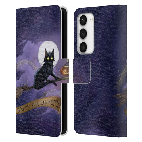 Ash Evans Black Cats Happy Halloween Leather Book Wallet Case Cover For Samsung Galaxy S23 5G