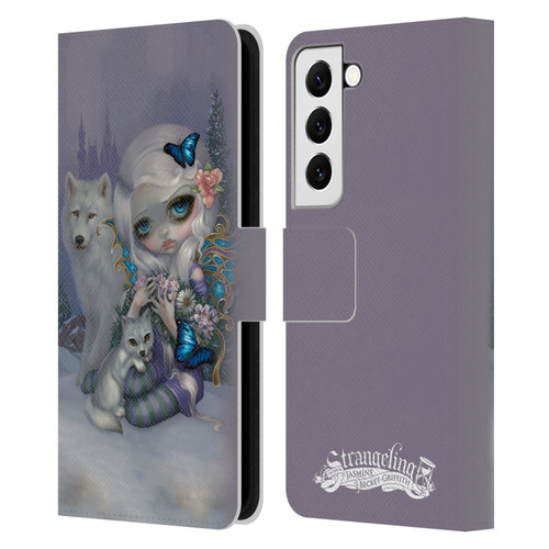 Strangeling Fairy Art Winter with Wolf Leather Book Wallet Case Cover For Samsung Galaxy S22 5G