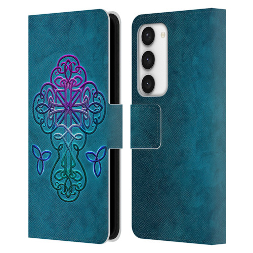 Brigid Ashwood Crosses Celtic Leather Book Wallet Case Cover For Samsung Galaxy S23 5G