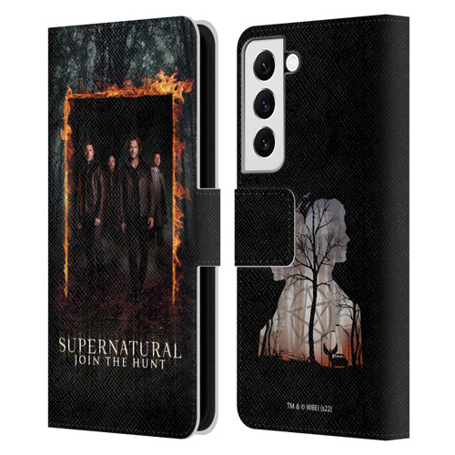 Supernatural Key Art Sam, Dean, Castiel & Crowley Leather Book Wallet Case Cover For Samsung Galaxy S22 5G