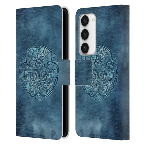 Brigid Ashwood Celtic Wisdom Knot Wolf Leather Book Wallet Case Cover For Samsung Galaxy S23 5G