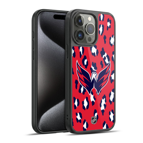 NHL Washington Capitals Leopard Pattern Gel Armour Case For Apple iPhone 15 Pro Max