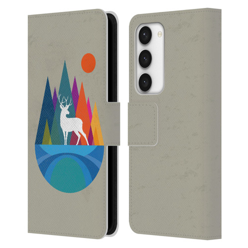 Dave Loblaw Contemporary Art Mountain Deer Leather Book Wallet Case Cover For Samsung Galaxy S23 5G