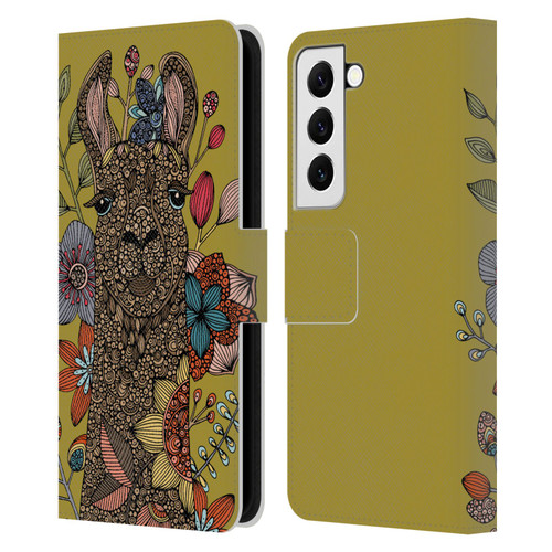 Valentina Animals And Floral Llama Leather Book Wallet Case Cover For Samsung Galaxy S22 5G