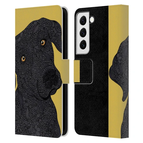 Valentina Dogs Black Labrador Leather Book Wallet Case Cover For Samsung Galaxy S22 5G