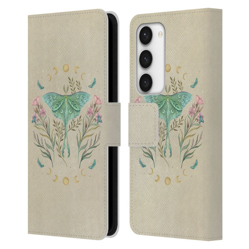 Episodic Drawing Illustration Animals Moth, Butterflies, & Flowers Leather Book Wallet Case Cover For Samsung Galaxy S23 5G