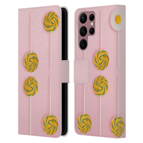 Pepino De Mar Patterns 2 Lollipop Leather Book Wallet Case Cover For Samsung Galaxy S22 Ultra 5G