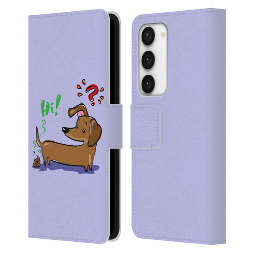 Grace Illustration Dogs Dachshund Leather Book Wallet Case Cover For Samsung Galaxy S23 5G