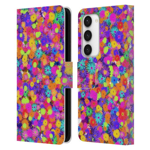 Grace Illustration Lovely Floral Daisies Leather Book Wallet Case Cover For Samsung Galaxy S23 5G