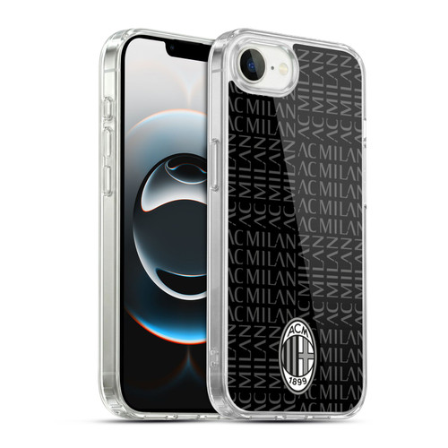 AC Milan Crest Patterns Black And Grey Soft Gel Case for Apple iPhone 16e / Apple iPhone 17e & MagSafe