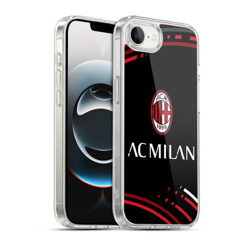 AC Milan Crest Patterns Curved Soft Gel Case for Apple iPhone 16e / Apple iPhone 17e & MagSafe