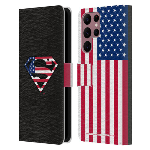 Superman DC Comics Logos U.S. Flag 2 Leather Book Wallet Case Cover For Samsung Galaxy S22 Ultra 5G