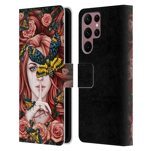 Sarah Richter Fantasy Silent Girl With Red Hair Leather Book Wallet Case Cover For Samsung Galaxy S22 Ultra 5G